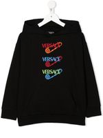 Versace Kids hoodie en coton à logo imprimé - Noir - thumbnail