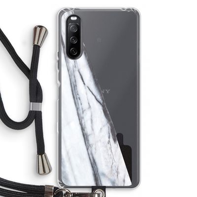 Gestreepte marmer: Sony Sony Xperia 10 III Transparant Hoesje met koord