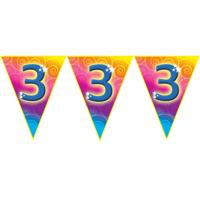 3 jaar verjaardag feest vlaggenlijn - 5 meter - Feestartikelen/versiering - kunststof