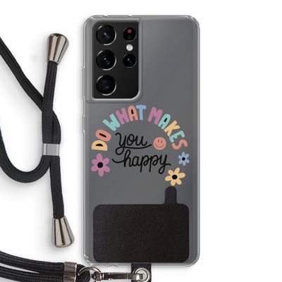 Happy days: Samsung Galaxy S21 Ultra Transparant Hoesje met koord