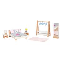 Goki houten poppenmeubels slaapkamer, 18dlg.