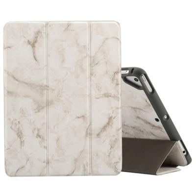 Marmeren textuur patroon horizontale flip case voor iPad 9 7 (2018) met drie-opvouwbare houder & Pensleuven (grijs)