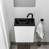 Zaro Polly toiletmeubel 40cm mat wit met zwarte wastafel met kraangat rechts - thumbnail