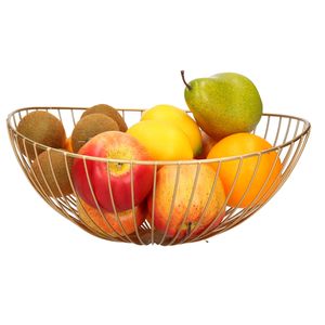 Metalen fruitmand/fruitschaal goud rond 31 x 13 x 28 cm