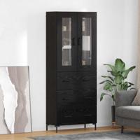 Hoge kast met lade 2 pcs Zwart Eiken Bewerkt hout