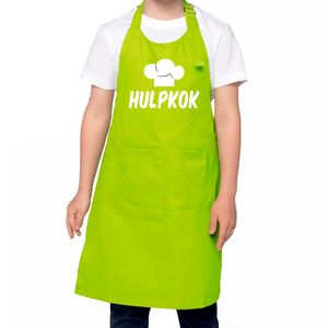 Hulpkok Keukenschort kinderen/ kinder schort groen voor jongens en meisjes One size  -