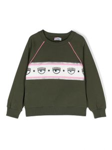 Chiara Ferragni Kids sweat en coton à imprimé Eyelike - Vert