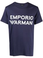 Emporio Armani t-shirt en coton à logo imprimé - Bleu - thumbnail