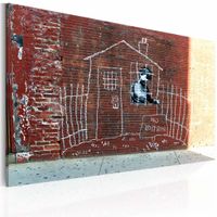 Schilderij - Banksy - Huisarrest, 40x60cm , wanddecoratie , premium print op canvas - thumbnail