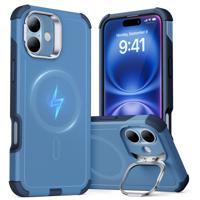 iPhone 16 Cyber Tough Case with Stash Stand (HaloLock) Light Blue