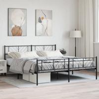 Bedframe met hoofd- en voeteneinde metaal zwart 200x200 cm