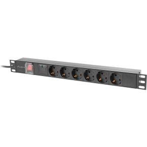 Lanberg PDU-06F-0200-BK energiedistributie 6 AC-uitgang(en) 1U Zwart