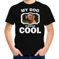 Rhodesische pronkrug honden t-shirt my dog is serious cool zwart voor kinderen - thumbnail