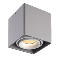 Dimbare LED Opbouwspot plafond Esto - Grijs met witte afdekring - IP20 - kantelbaar - excl. GU10 lichtbron - voor droge ruimtes