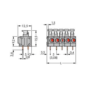 WAGO 235-409/331-000 Veerkrachtklemblok 0.75 mm² Aantal polen 9 Grijs 100 stuk(s)