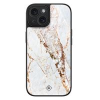 iPhone 15 glazen hardcase - Marmer goud - thumbnail