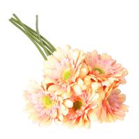 Kunstbloem Gerbera - 5x - 72 cm - zalmkleurig - Real Touch - kunst zijdebloemen