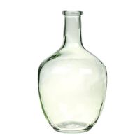 Fles vaas/vazen Milano 18 x 30 cm transparant lichtgroen glas   -
