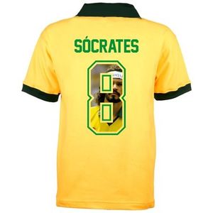 Brazilië Retro Voetbalshirt WK 1986 + Socrates 8 (Photo Style)