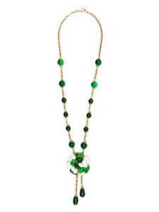 CHANEL Pre-Owned collier en chaîne à pendentif Camélia (années 1980) - Vert