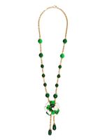 CHANEL Pre-Owned collier en chaîne à pendentif Camélia (années 1980) - Vert