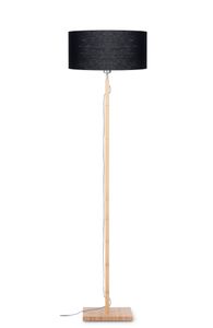 Good&Mojo Vloerlamp 'Fuji' Bamboe en Eco linnen, kleur Zwart
