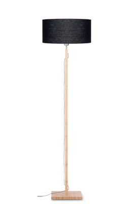 Good&Mojo Vloerlamp 'Fuji' Bamboe en Eco linnen, kleur Zwart