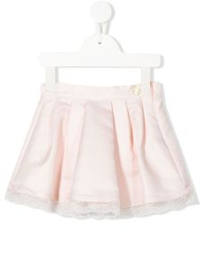 Roberto Cavalli Junior jupe satinée à bordure de dentelle - Rose