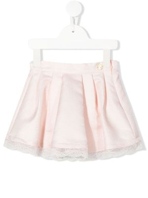 Roberto Cavalli Junior jupe satinée à bordure de dentelle - Rose