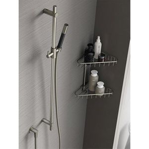 Hotbath Cobber glijstang 90cm met wandaansluitbocht 150cm doucheslang en staafhanddouche zwart mat M307BL