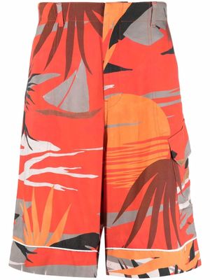 Palm Angels short cargo Hawaii à imprimé graphique - Rouge