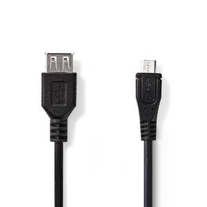 Nedis CCGP60570BK02 USB-kabel 0,2 m USB 2.0 USB A Micro-USB B Zwart