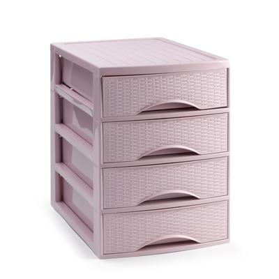Ladekastje bureau organizer SORTED - 4 lades - roze - L26 x B35 x H36 cm - kunststof