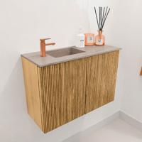 Toiletmeubel Mondiaz Joya Dlux | 60 cm | Meubelkleur Oak | Faye wastafel Saba Wasbak Links | 1 kraangat