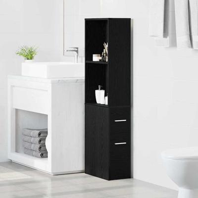 Nauwe badkamer kast Zwart eiken 22 x 41 x 135 cm Spaanplaat