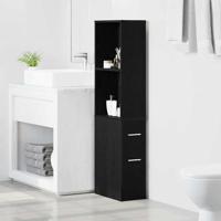 Nauwe badkamer kast Zwart eiken 22 x 41 x 135 cm Spaanplaat