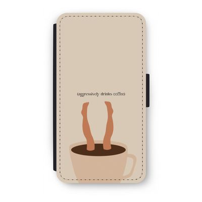 Aggressively drinks coffee: iPhone XS Flip Hoesje