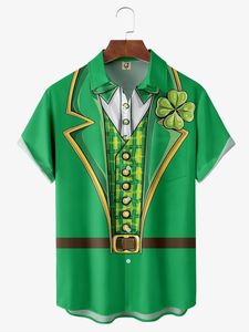 St. Patrick's Day Chest Pocket Short Sleeve Casual Shirt