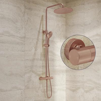 Regendouche set SaniClear Evolution Curved | Opbouw | 30 cm | Mengkraan | Incl.Handdoucheset | Koper Geborsteld