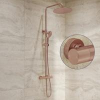 Regendouche set SaniClear Evolution Curved | Opbouw | 30 cm | Mengkraan | Incl.Handdoucheset | Koper Geborsteld