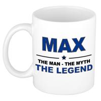 Max cadeau mok - man myth legend - naam koffiemok / beker - wit en blauw - 300 ml