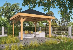 Prieel Lariks Douglas Obdam - 430x430 cm - Bouwpakket- Puntdak- Onbehandeld lariks Douglas hout- Tuindeco