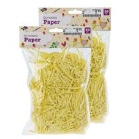 Set van 2x decoratie paasgras vulmateriaal - crepe papier - geel - 100 gram