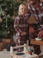 Kinderpyjama voor Kerstmis rood, geruit - thumbnail