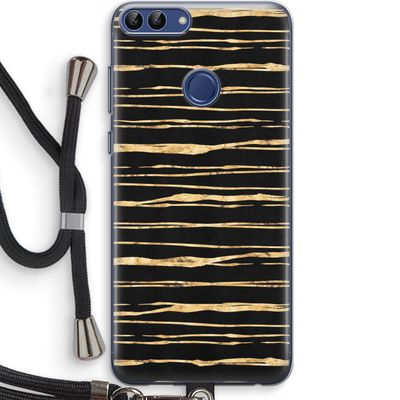 Gouden strepen: Huawei P Smart (2018) Transparant Hoesje met koord