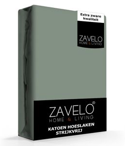 Zavelo Hoeslaken Katoen Strijkvrij Groen-1-persoons (90x200 cm)