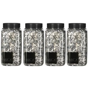 4x Decoratie/hobby steentjes mini licht grijs 650 ml