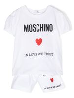 Moschino Kids ensemble en coton à logo brodé - Blanc