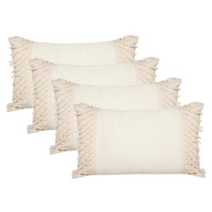 Sierkussen Macrame Ibiza voor binnen - 4x - creme wit - 30 x 50 cm - katoen/polyester