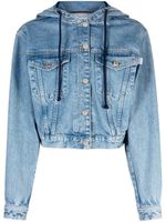 MOSCHINO JEANS veste crop en jean à capuche - Bleu - thumbnail